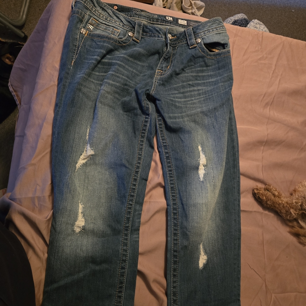 Miss Me Mid-Rise Cuffed Skinny Jeans in Blue Size 31